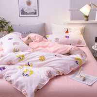 3/4pcs/set Kawaii Cotton Bedding Set For Girl Luxury Soft Duvet Cover Bed King Queen Full Twin Size Bed Sheets With pillow cases Lusy Store