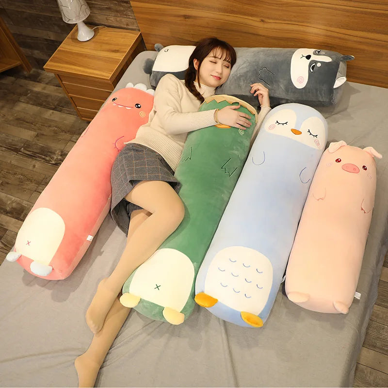 Lusy Store LLC Dinosaur Pig Rabbit Bear Husky Duck Plush Toys Stuffed Soft Long Sleep Pillow Doll Cushion Kids Girls Gift Plush