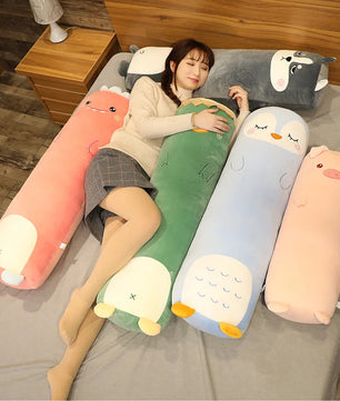 Lusy Store LLC Dinosaur Pig Rabbit Bear Husky Duck Plush Toys Stuffed Soft Long Sleep Pillow Doll Cushion Kids Girls Gift Plush