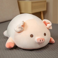 Squishy Pig Stuffed Doll Lying Plush Piggy Toy Animal Soft Plushie Pillow for Kids Baby Comforting Birthday Gift Open eye