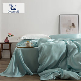 Liv-Esthete Romantic 100% Silk Bedding Set Mulberry Beauty Silk Bed Set Beauty Quilt Cover Pillowcase Double Queen King Sheet Lusy Store