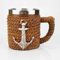 Stainless Steel Skull Mug Viking Death Grim Reaper With Fire Dragon Handle Goat Horn Gothic Design Coffee Beer Mugs As Halloween 9 301-400ml