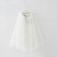 Little Girls Sequins Tulle Cape Children Princess Party Dress Up Cloaks Thin Blue Pink White Halloween Costumes White Cloak