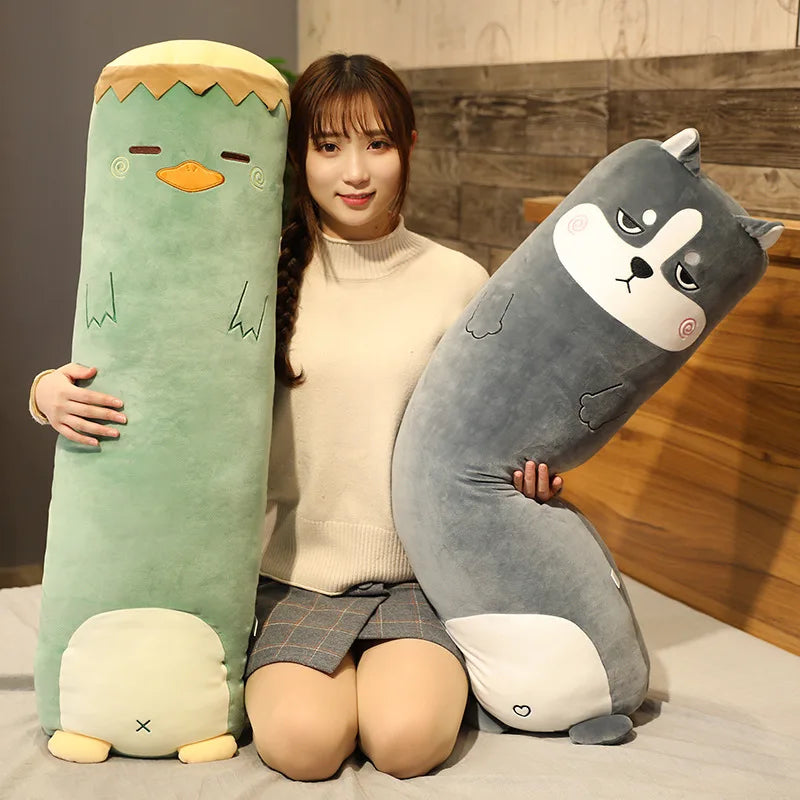 Lusy Store LLC Dinosaur Pig Rabbit Bear Husky Duck Plush Toys Stuffed Soft Long Sleep Pillow Doll Cushion Kids Girls Gift Plush