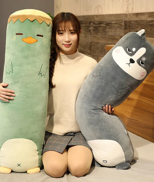 Lusy Store LLC Dinosaur Pig Rabbit Bear Husky Duck Plush Toys Stuffed Soft Long Sleep Pillow Doll Cushion Kids Girls Gift Plush