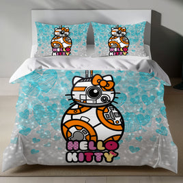 Hello Kitty BB-8 Linen Bedding Set - Galactic Charm for Sanrio Fans 4pcs - Bedding Sets