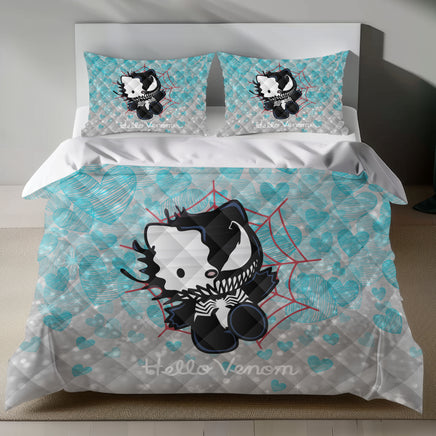 Hello Kitty 'Hello Venom' Bedding Set - Unique Kawaii Design 4pcs - Quilt Sets
