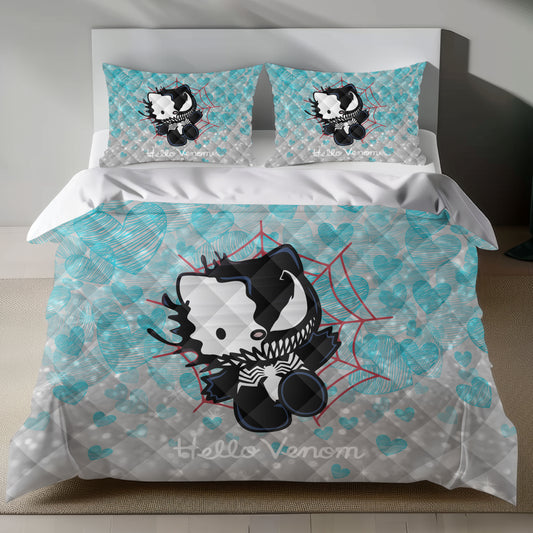 Hello Kitty 'Hello Venom' bedding set with heart pattern on duvet cover