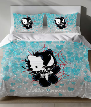 Hello Kitty 'Hello Venom' bedding set with heart pattern on duvet cover