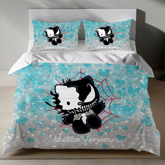 Hello Kitty 'Hello Venom' bedding set with heart pattern on duvet cover