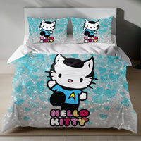Hello Kitty Star Trek Science Linen Bedding Set - Cosmic Charm for Sanrio Fans 4pcs - Bedding Sets