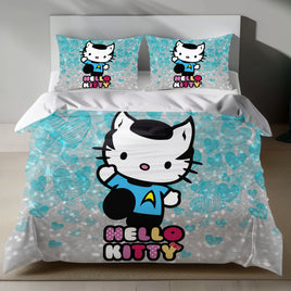 Hello Kitty Star Trek Science Linen Bedding Set - Cosmic Charm for Sanrio Fans 4pcs - Bedding Sets