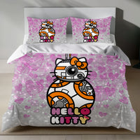 Hello Kitty BB-8 Linen Duvet Cover Set - Eco-Friendly Star Wars Inspired Bedding 4pcs - Bedding Sets