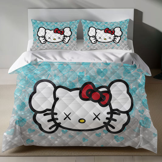Hello Kitty bedding set with heart pattern and unique design on duvet cover