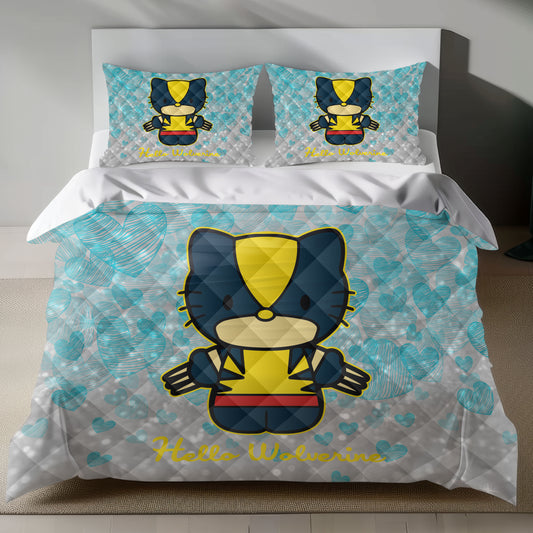 Hello Kitty bedding set with heart pattern on duvet cover