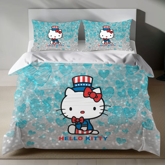 Hello Kitty bedding set with patriotic hat design