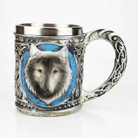 Stainless Steel Skull Mug Viking Death Grim Reaper With Fire Dragon Handle Goat Horn Gothic Design Coffee Beer Mugs As Halloween 10 301-400ml