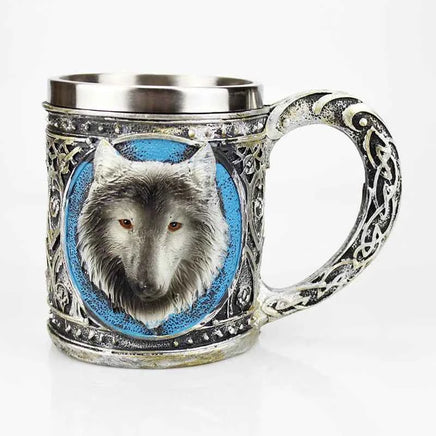 Stainless Steel Skull Mug Viking Death Grim Reaper With Fire Dragon Handle Goat Horn Gothic Design Coffee Beer Mugs As Halloween 10 301-400ml