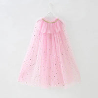Little Girls Sequins Tulle Cape Children Princess Party Dress Up Cloaks Thin Blue Pink White Halloween Costumes