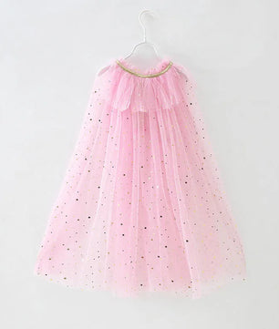 Lusy Store LLC Little Girls Sequins Tulle Cape Children Princess Party Dress Up Cloaks Thin Blue Pink White Halloween Costumes costume