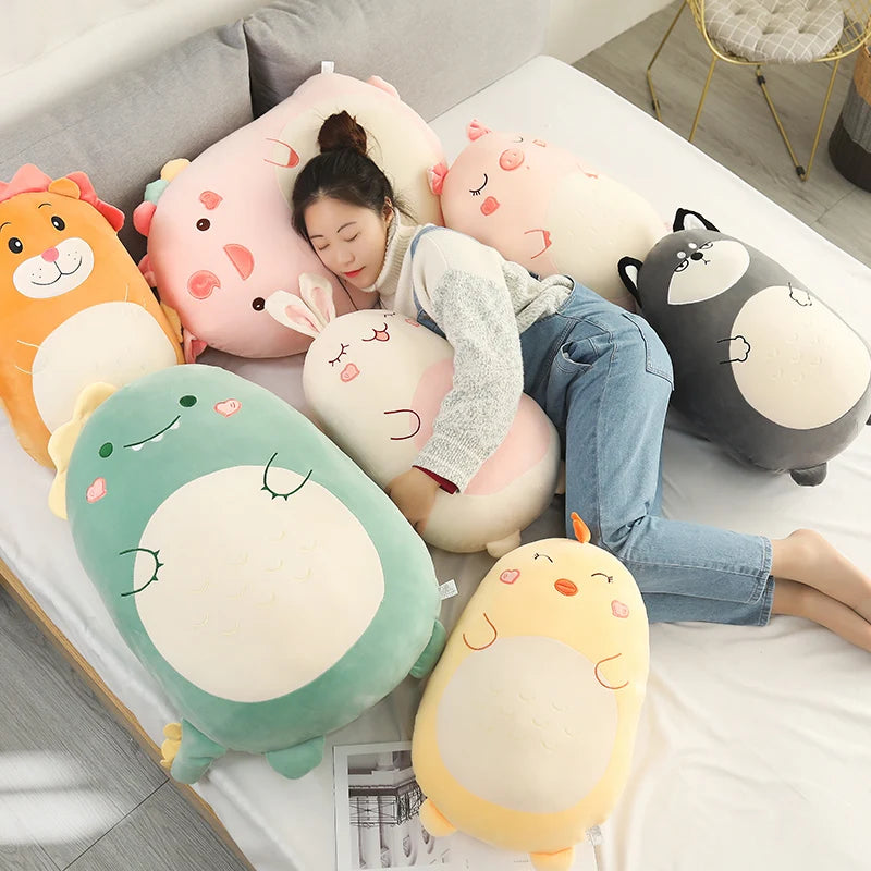 Lusy Store LLC Squishy Toy Kawaii Animal Fat Dinosaur Shiba Inu Dog Pillow Plush Toys Cute Bed Sleeping Cushion Plush