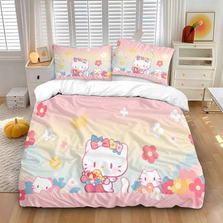 Aquarius Zodiac Hello Kitty Bedding Set - Purple Stars & Constellation Hello Kitty Bed Sheets