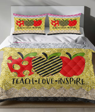 Inspirational teacher linen duvet cover set with 