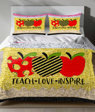 Inspirational teacher linen duvet cover set with 