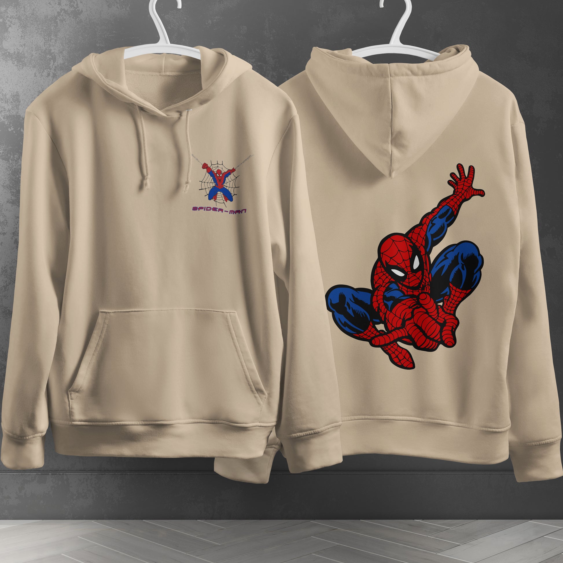 Lusy Store Spider Man Hoodie Casual Clothes Black White Khaki Hoodie Long Sleeve Hooded Pullover Personality Streetwear Hoodies &amp; Sweatshirts
