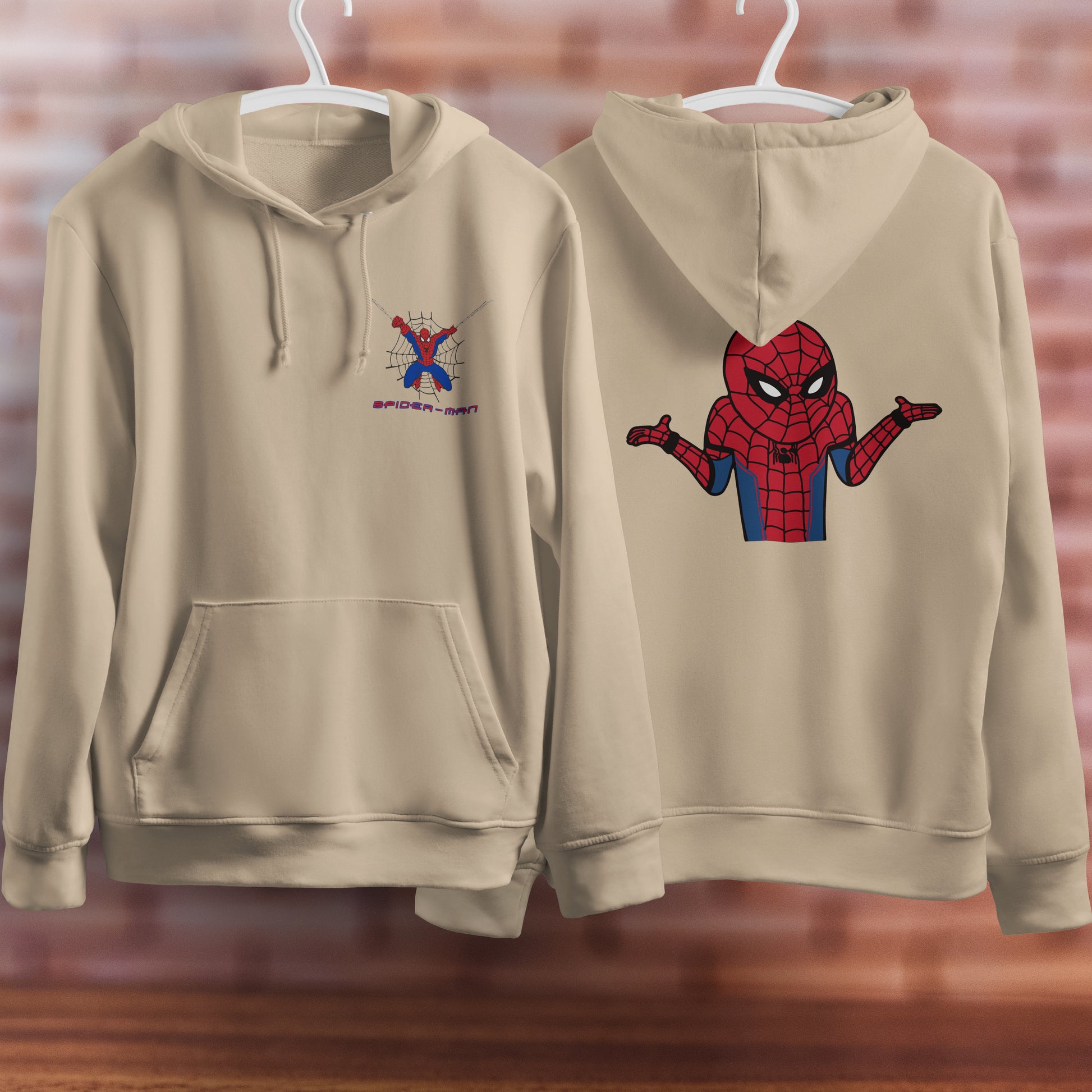 Lusy Store Spider Man Hoodie Casual Clothes Black White Khaki Hoodie Long Sleeve Hooded Pullover Personality Streetwear Hoodies &amp; Sweatshirts