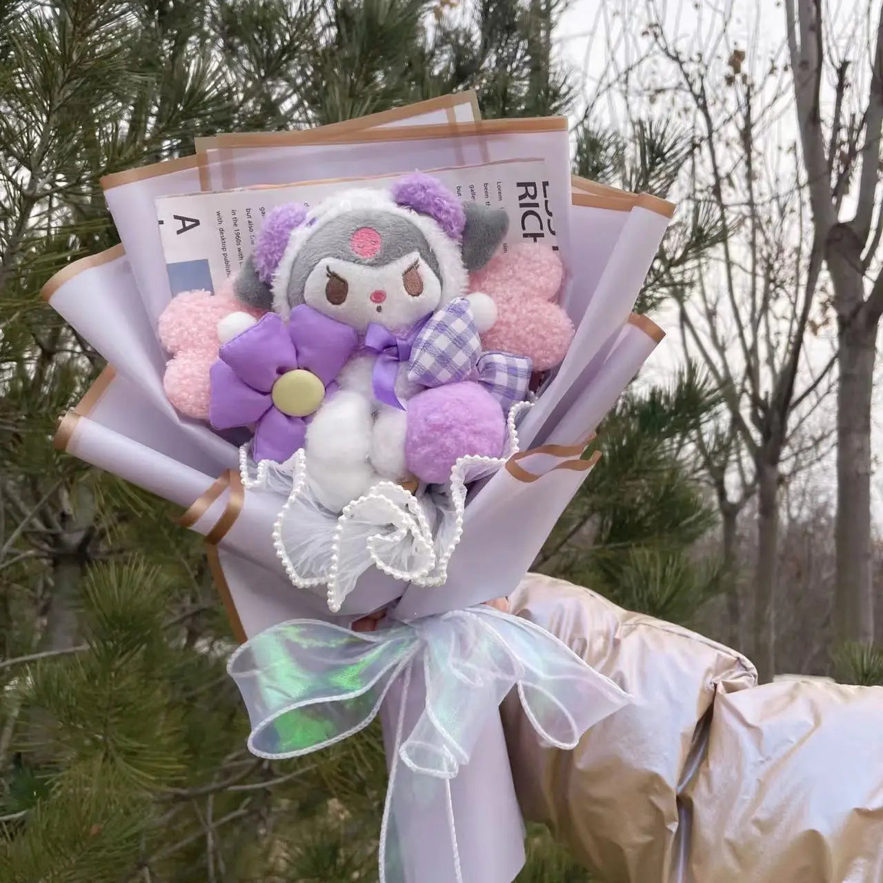 Kuromi Bouquet Plush Doll 11.8-13.7 inch for Sanrio fans from Lusy Store
