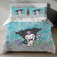 Kuromi Linen Bedding Set - Charming Comfort for Sanrio Fans 4pcs - Bedding Sets