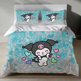 Kuromi Linen Bedding Set - Charming Comfort for Sanrio Fans 4pcs - Bedding Sets