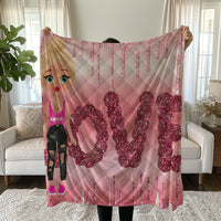 Love Themed Linen Bedding Set - Glittery Pink Design