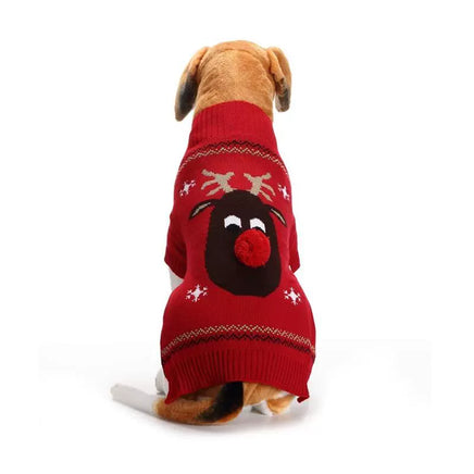 Christmas Pet Clothes Red Nose Deer Sweater Small Medium and Large Dog Clothes