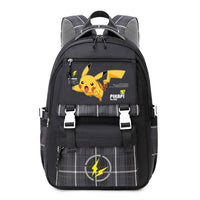 Pokemon Pikachu Men's and Women's Pokemon Schoolbag JK Black# PIKA Aow [Send Pendant +2 Badge]]