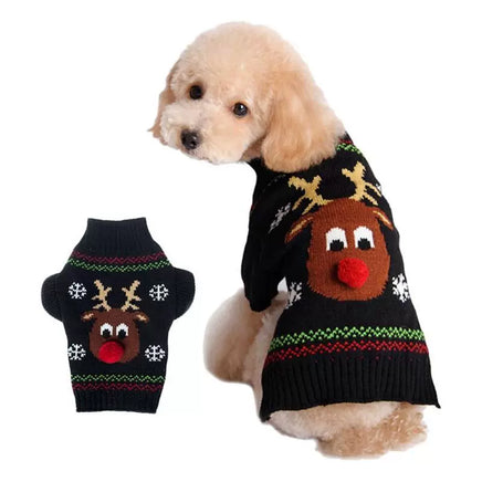 Christmas Pet Clothes Red Nose Deer Sweater Small Medium and Large Dog Clothes