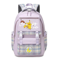 Pokemon Pikachu Men's and Women's Pokemon Schoolbag JK Purple# Pikachu Dances [Send Pendant +2 Badges]]