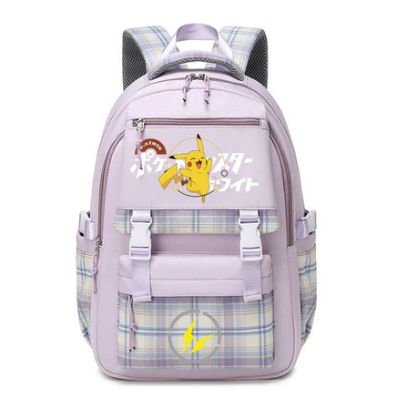 Pokemon Pikachu Men's and Women's Pokemon Schoolbag JK Purple# Pikachu Dances [Send Pendant +2 Badges]]