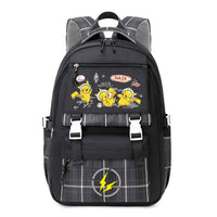 Pokemon Pikachu Men's and Women's Pokemon Schoolbag JK Black# Three Pikachu [Send Pendant +2 Badges]]