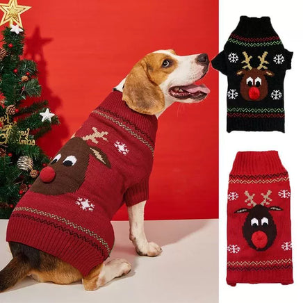 Christmas Pet Clothes Red Nose Deer Sweater Small Medium and Large Dog Clothes