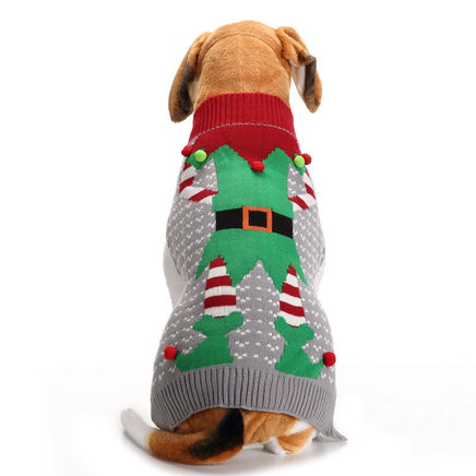Christmas Pet Clothes Red Nose Deer Sweater Small Medium and Large Dog Clothes Gray
