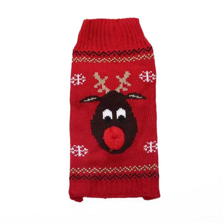 Christmas Pet Clothes Red Nose Deer Sweater Small Medium and Large Dog Clothes