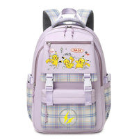 Pokemon Pikachu Men's and Women's Pokemon Schoolbag JK Purple# Three Pikachu [Send Pendant +2 Badges]]