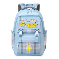 Pokemon Pikachu Men's and Women's Pokemon Schoolbag JK Blue# Three Pikachu [Send Pendant +2 Badges]]