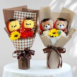 Lusy Store LLC Bear Graduation Bouquet Flower Rose Gift for Kindergarten Children Bouquet