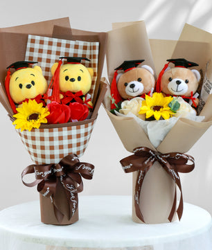 Lusy Store LLC Bear Graduation Bouquet Flower Rose Gift for Kindergarten Children Bouquet