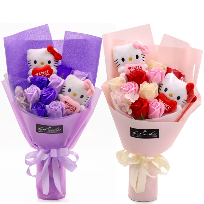 Lusy Store LLC Bear Graduation Bouquet Flower Rose Gift for Kindergarten Children Bouquet