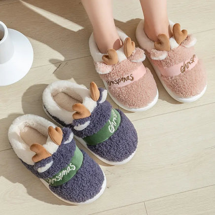 Lusy Store LLC Thick Sole Christmas Deer Slippers Slipper