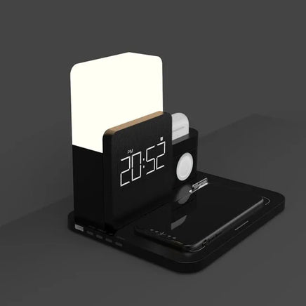 LED Light Bedside Lamp Qi Wireless Charger Dock Black